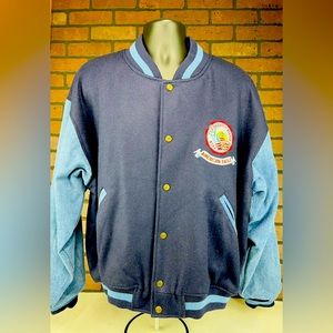 American Eagle Letterman Baseball Bomber Jacket Embroidered Patches Mens XL 90’s